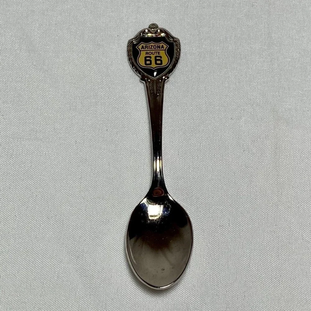 Arizona Route‎ 66 Souvenir Spoon Silver Tone Enamel Shield Travel Collector 3.5